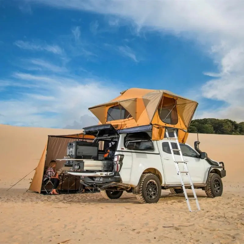 ARB Deluxe Awning Alcove Set up with a Rooftop Tent Back Right View