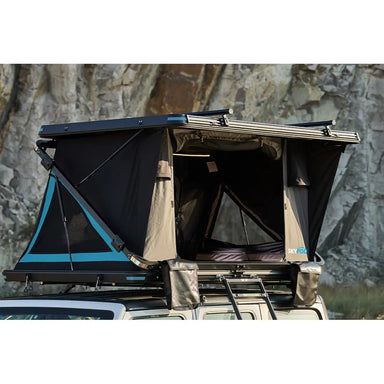 Close up of SkyPod Lair Roof Tent open on car