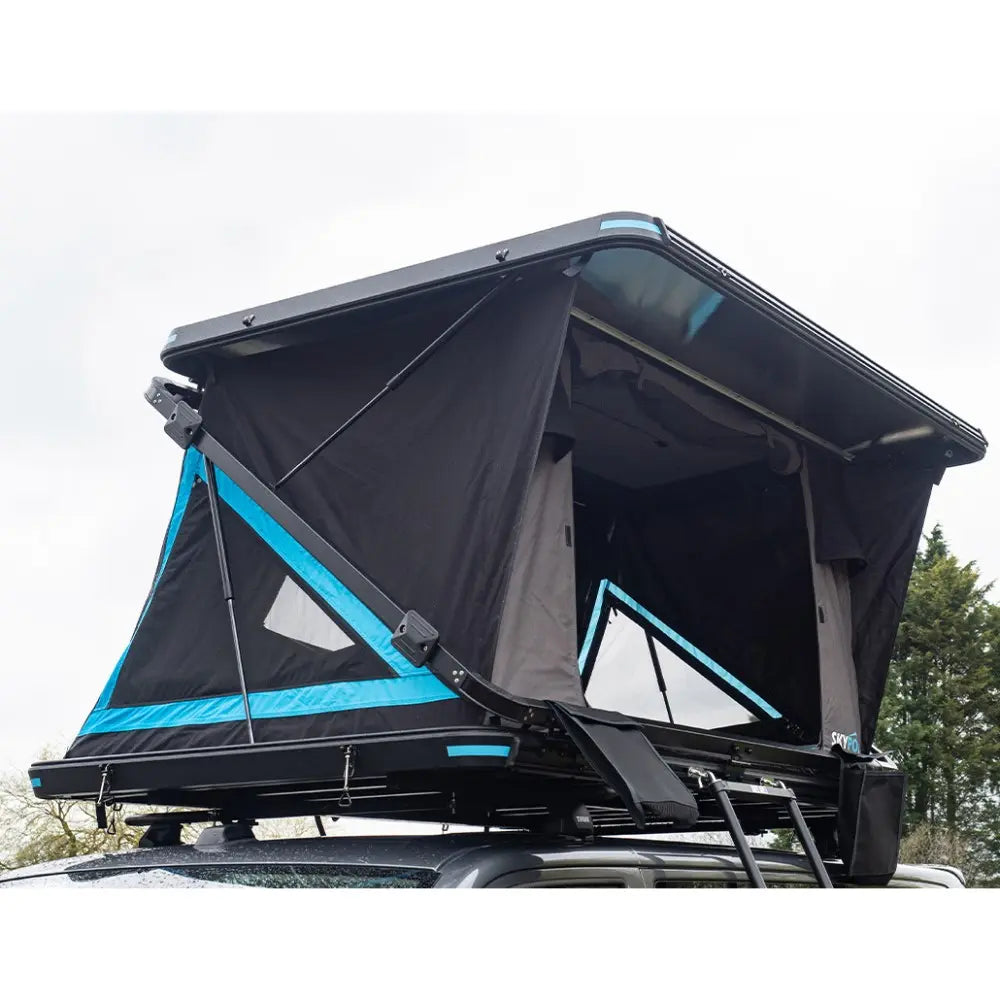 Close up side view of the SkyPod Rooftop Tent with door open