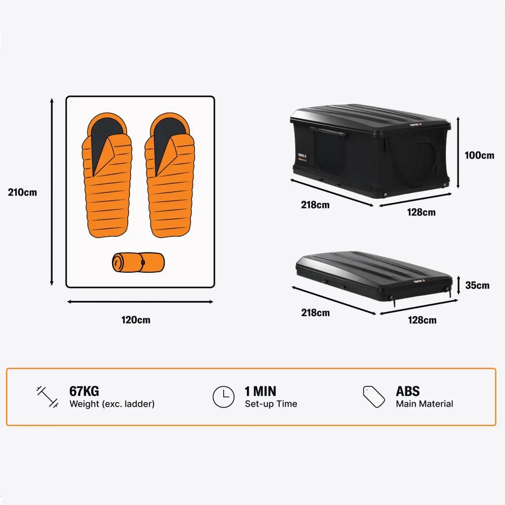 Dimensions for the TentBox Classic 2.0