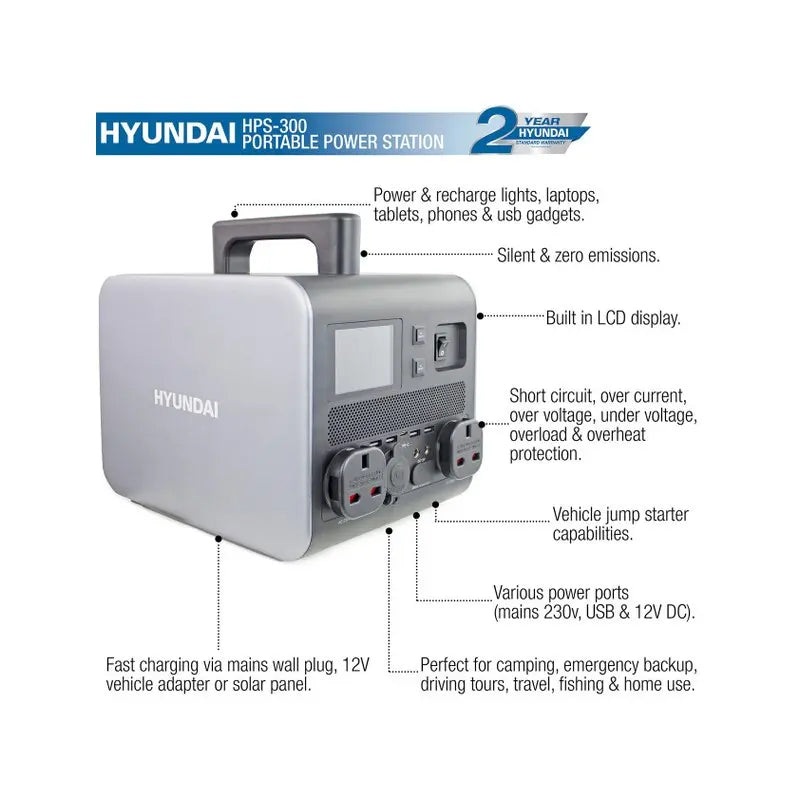 Hyundai 600W Portable Power Station HPS-300 Details