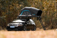 Skypod Lite Rootop Tent on set up on car front right angle view