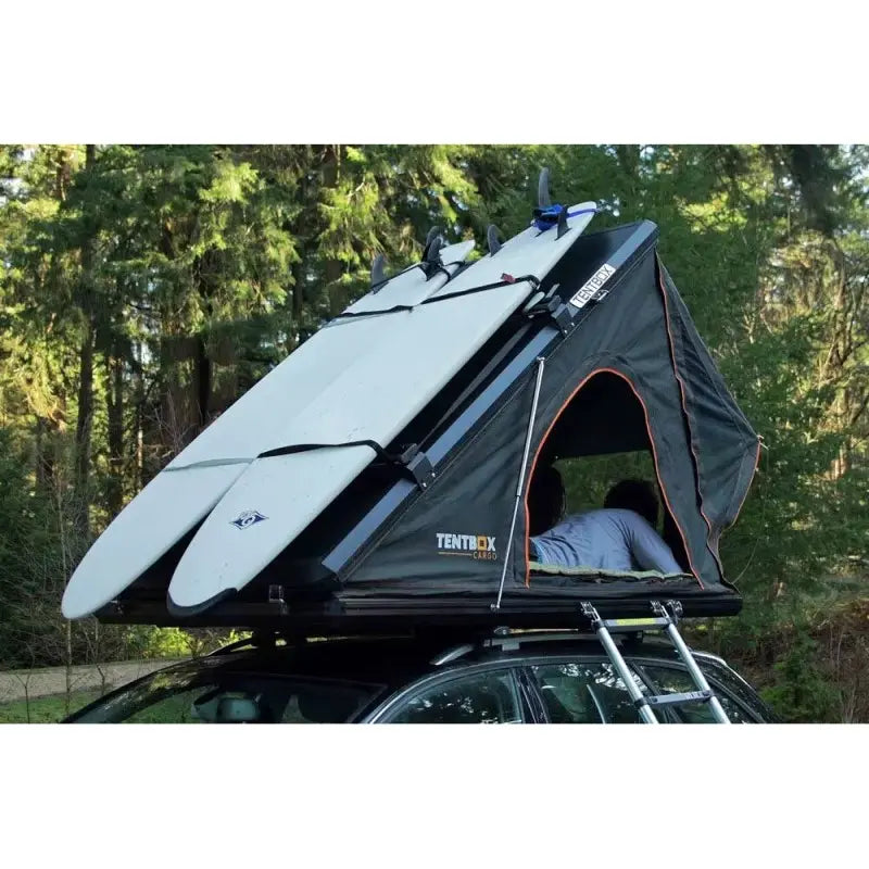 TentBox Cargo Roof Bars With Surf Boards Attached