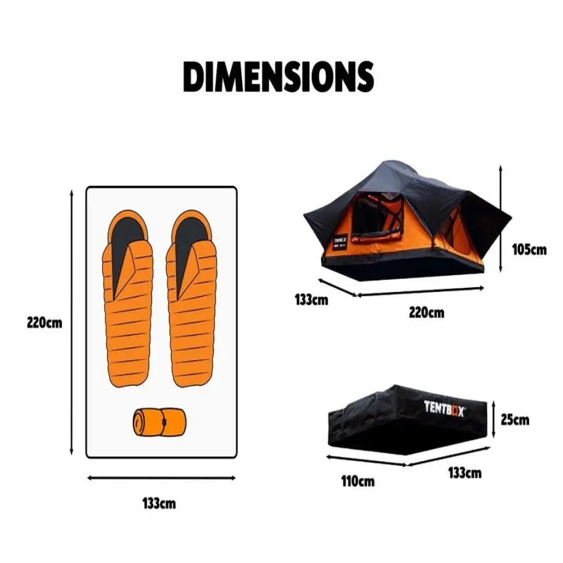 TentBox Lite 2.0 Sunset Orange Dimensions