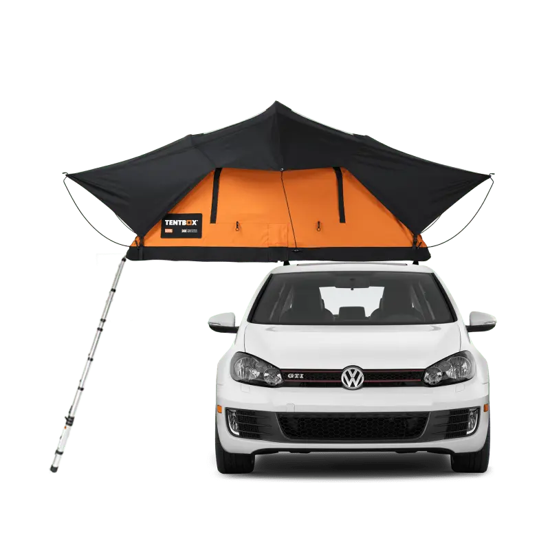 TentBox Lite 2.0 Sunset Orange on Car Front View