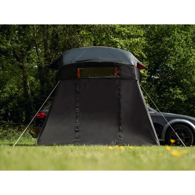 TentBox Lite XL Living Pod Setup With TentBox on Car all Closed Front View