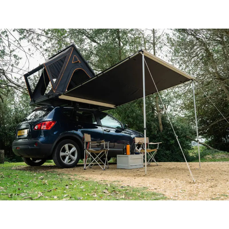 TentBox Side Awning Table and Chairs Setup Underneath