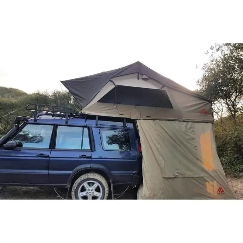 Tuff-Trek PRO-R Rooftop Tent Dark Desert Yellow Fitted on the Back of a 4 Wheel Drive