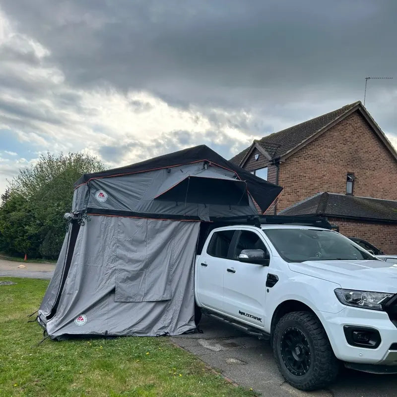 Tuff-Trek Soft Top Tent Pro-R With Annexe Fitted onto Wildtrak Ranger Side View