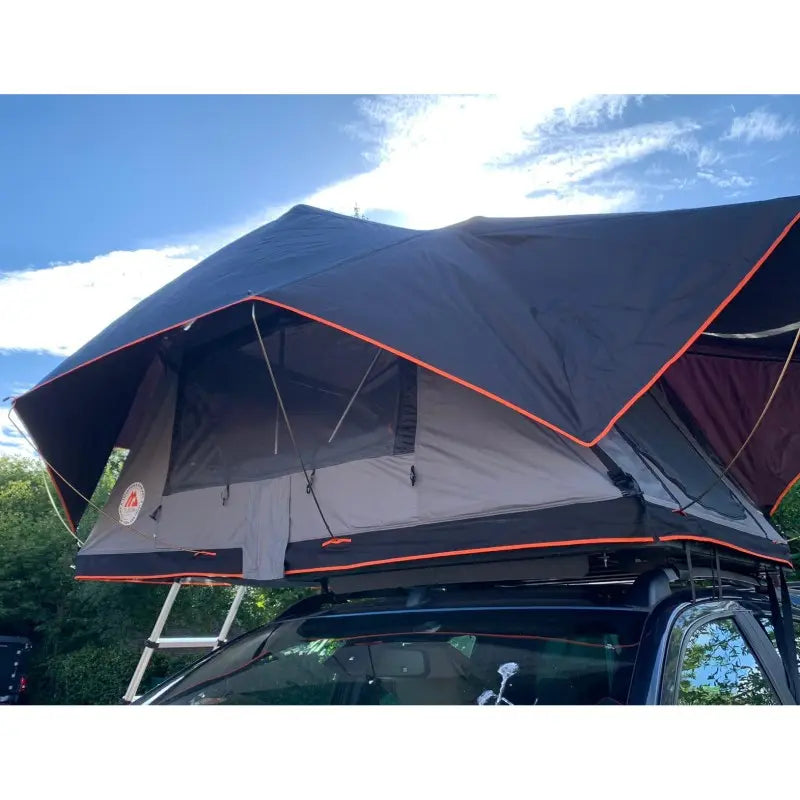 Tuff-Trek Ultralite Rooftop Tent Open on top of car front view