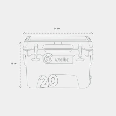 Utoka 20 18L Cool Box External Dimensions Length and Height