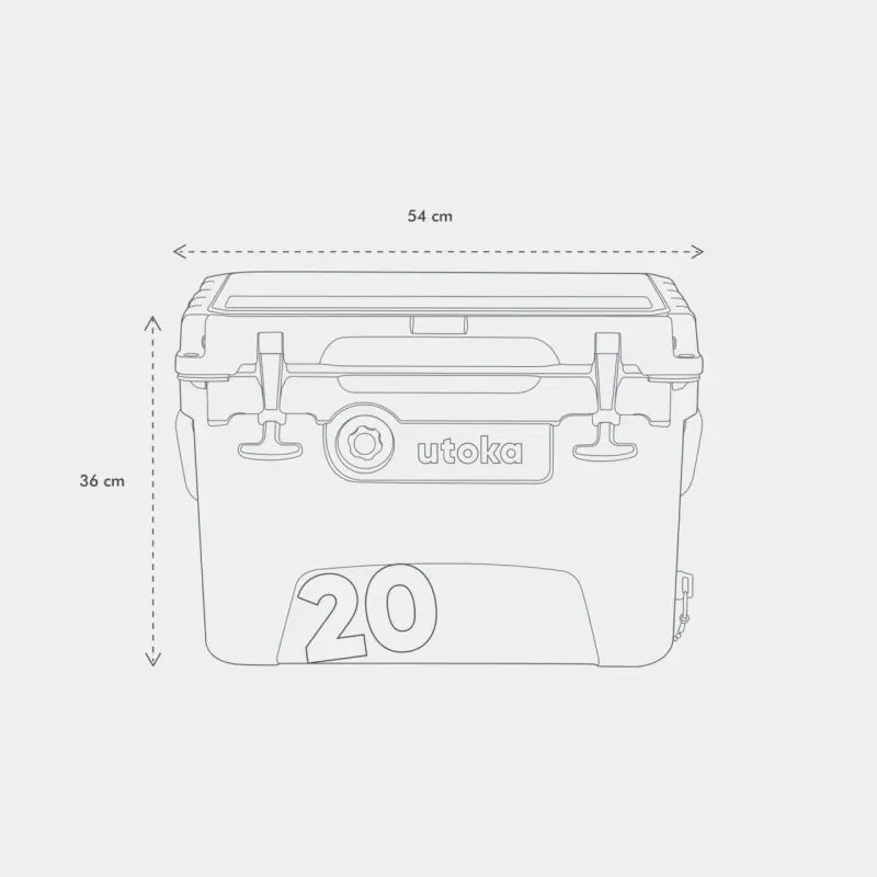 Utoka 20 18L Cool Box External Dimensions Length and Height