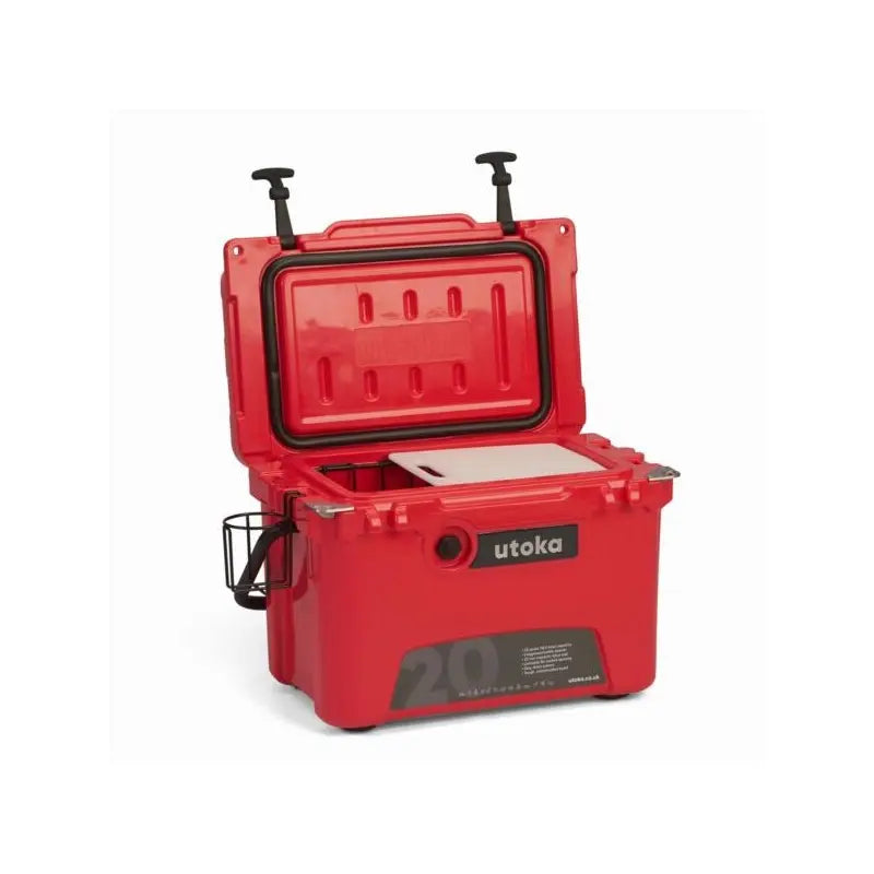 Utoka 20 Red 18L Cool Box Front View With Lid Open