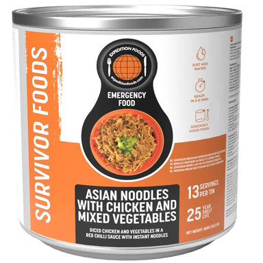 expedition foods tin of asian noodles with chicken and mixed vegetables