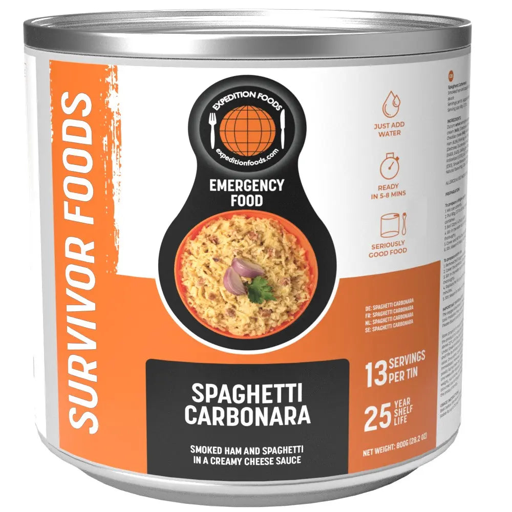 expedition foods tin of spaghetti carbonara