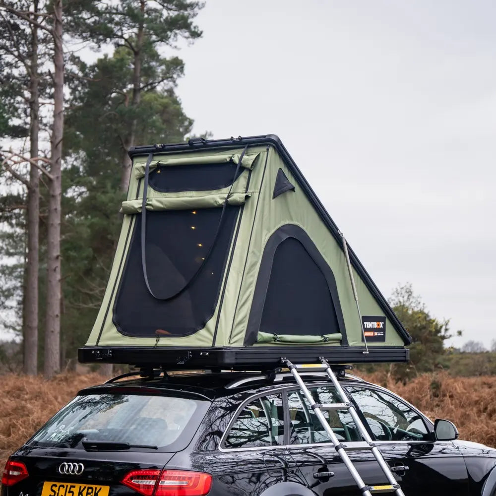 rear side view of the tentbox cargo 2.0 on top of black car