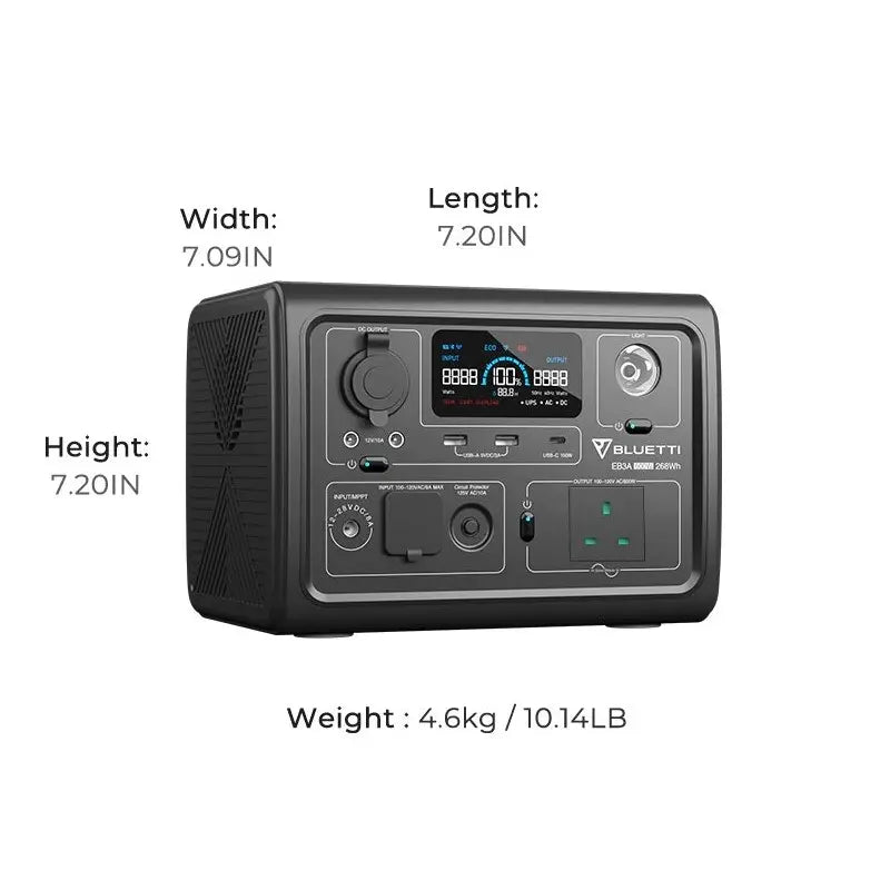 BLUETTI EB3A Portable Power Station Dimensions & Weight