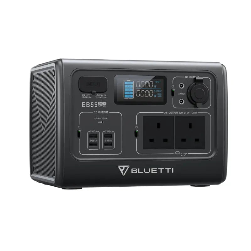 Bluetti EB55 Portable Power Station Front Left Angled View