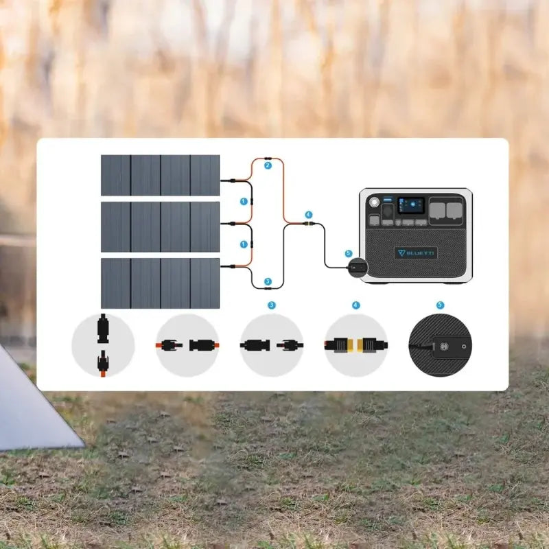 Bluetti PV350 Solar Panels Power Station Connection Diagram