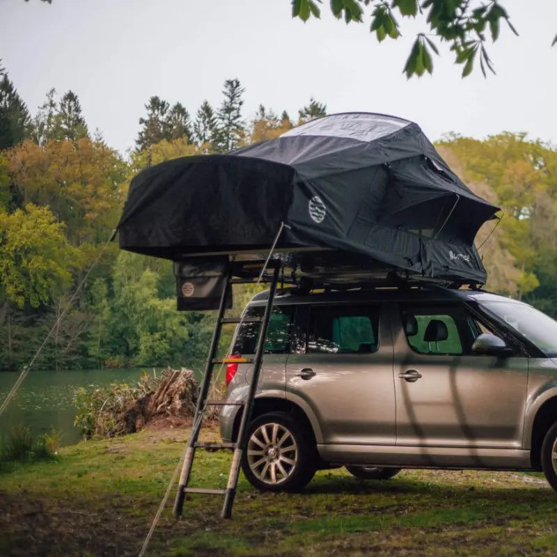 Latitude Pioneer Rooftop Tent Black On Car Side View