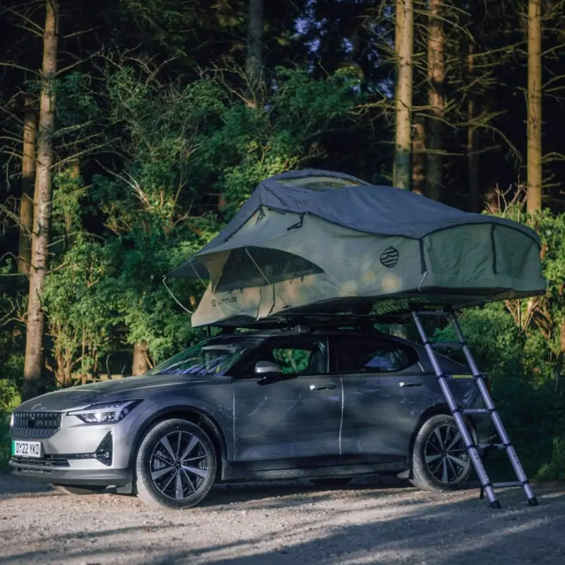 Latitude Pioneer Rooftop Tent Green On Car Side View View