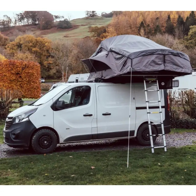 Latitude Pioneer XL Rooftop Tent Dark Grey On Van Side View 2