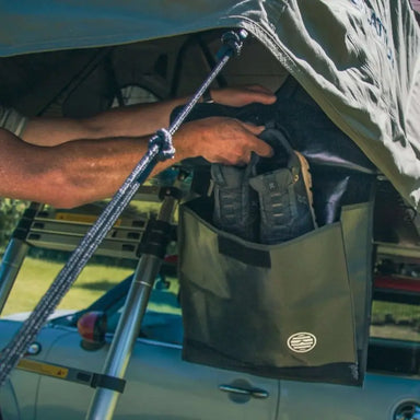 Latitude Rooftop Tent Shoe Bag Being Used From Another Angle