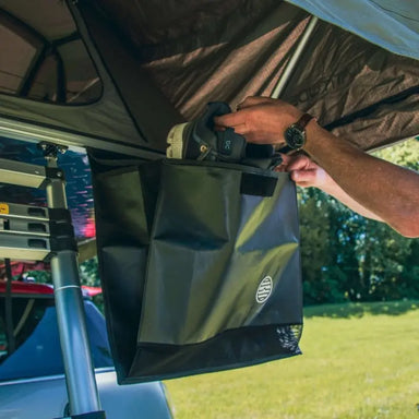 Latitude Rooftop Tent Shoe Bag Being Used